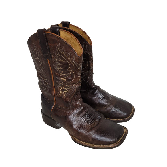Rank 45 Boots Mens Size 9EE Brown Leather Xero Gravity Unit Western Gorpcore Job - Picture 1 of 14